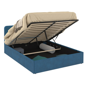 Lit coffre Louise 140x190cm velours bleu