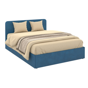 Lit coffre Louise 140x190cm velours bleu