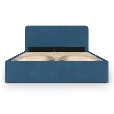 Lit coffre Louise 140x190cm velours bleu