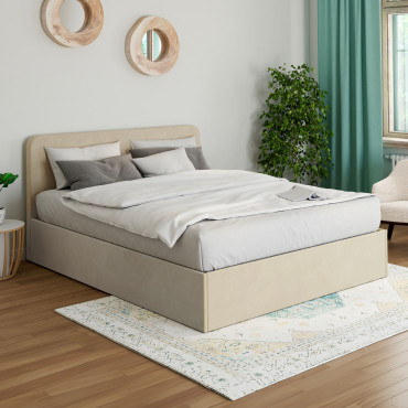 Lit coffre Louise 140x190cm velours beige