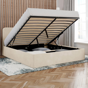 Lit coffre Louise 160x200cm velours beige