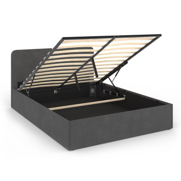 Lit coffre Louise 140x190cm velours gris