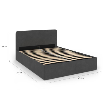Lit coffre Louise 140x190cm velours gris