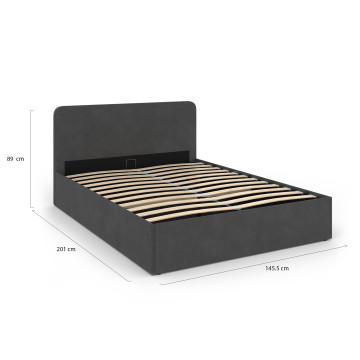 Lit coffre Louise 140x190cm velours gris
