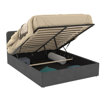Lit coffre Louise 140x190cm velours gris
