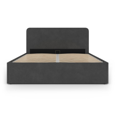 Lit coffre Louise 140x190cm velours gris