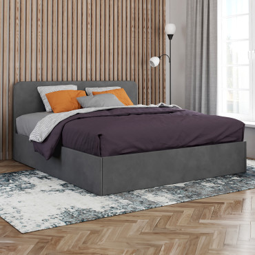 Lit coffre Louise 160x200cm velours gris
