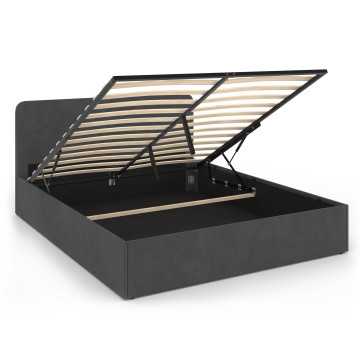 Lit coffre Louise 160x200cm velours gris