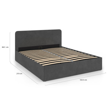 Lit coffre Louise 160x200cm velours gris