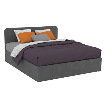 Lit coffre Louise 160x200cm velours gris