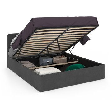 Lit coffre Louise 160x200cm velours gris