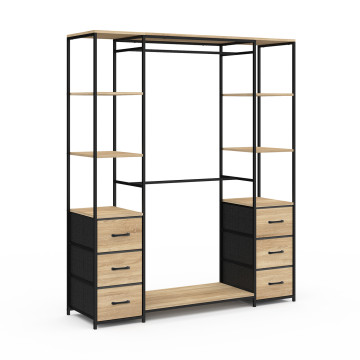 Dressing Iris double penderie et rangements bois et noir