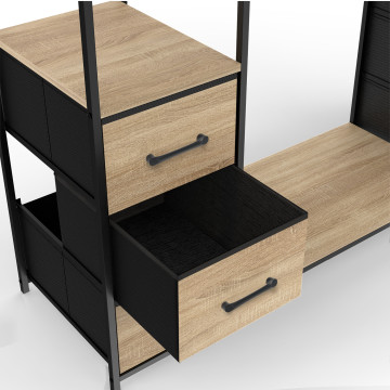 Dressing Iris double penderie et rangements bois et noir