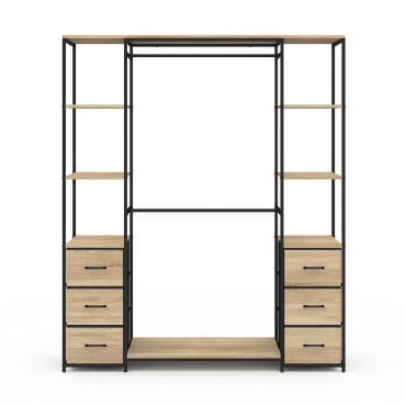 Dressing Iris double penderie et rangements bois et noir