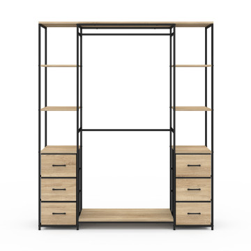 Dressing Iris double penderie et rangements bois et noir