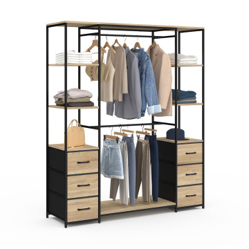 Dressing Iris double penderie et rangements bois et noir