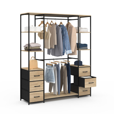 Dressing Iris double penderie et rangements bois et noir