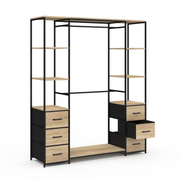 Dressing Iris double penderie et rangements bois et noir