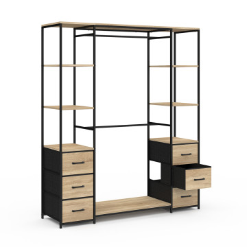 Dressing Iris double penderie et rangements bois et noir