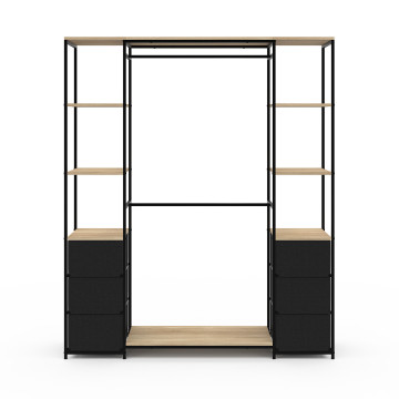 Dressing Iris double penderie et rangements bois et noir