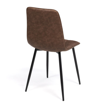 Chaises Linda imitation cuir marron et pieds métal noirs - lot de 4