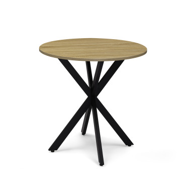 Table à manger ronde Soline bois et noir Ø80cm