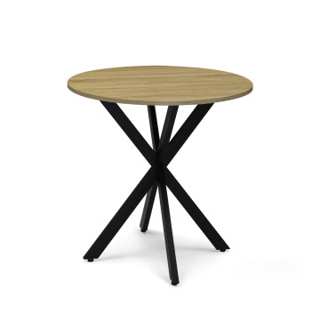 Table à manger ronde Soline bois et noir Ø80cm