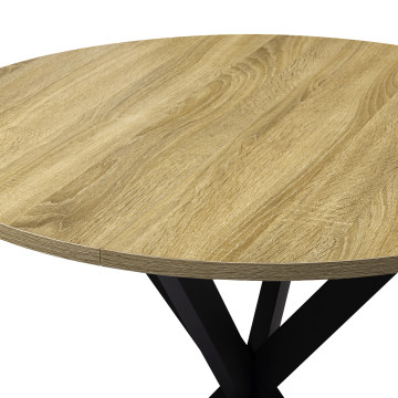 Table à manger ronde Soline bois et noir Ø80cm