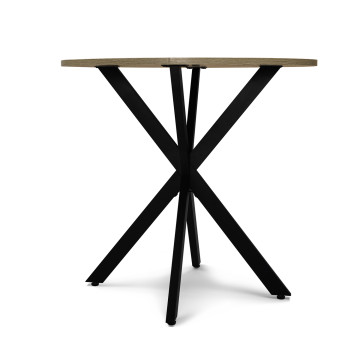 Table à manger ronde Soline bois et noir Ø80cm