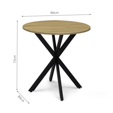 Table à manger ronde Soline bois et noir Ø80cm
