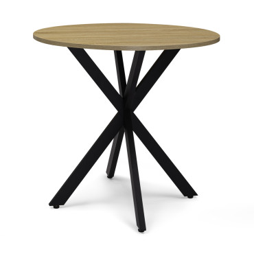 Table à manger ronde Soline bois et noir Ø80cm