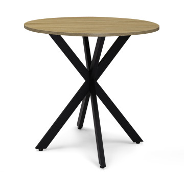 Table à manger ronde Soline bois et noir Ø80cm