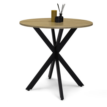 Table à manger ronde Soline bois et noir Ø80cm