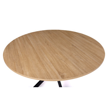 Table repas Soline 120cm plateau rond bois pieds croisés