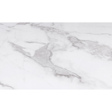 Table repas Soline 120cm plateau rond effet marbre pieds croisés