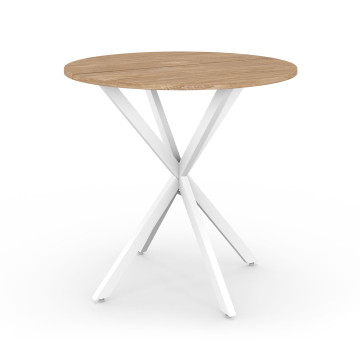 Table à manger ronde Soline bois et blanc Ø80cm