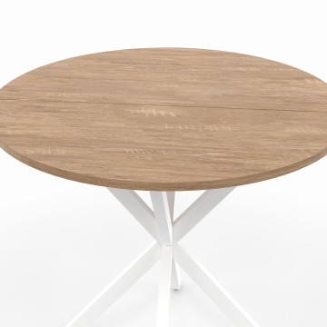Table à manger ronde Soline bois et blanc Ø80cm