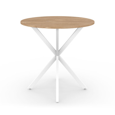 Table à manger ronde Soline bois et blanc Ø80cm
