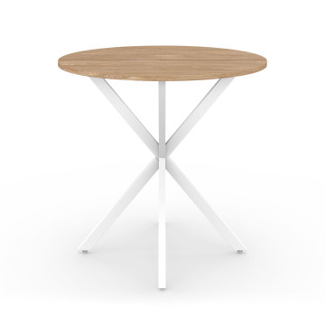Table à manger ronde Soline bois et blanc Ø80cm