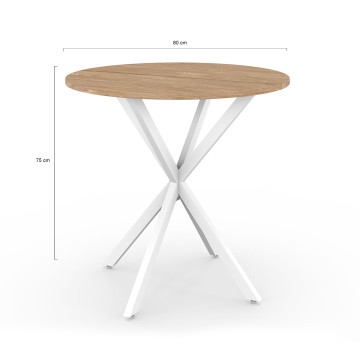 Table à manger ronde Soline bois et blanc Ø80cm