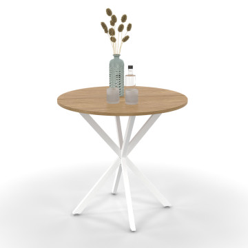 Table à manger ronde Soline bois et blanc Ø80cm