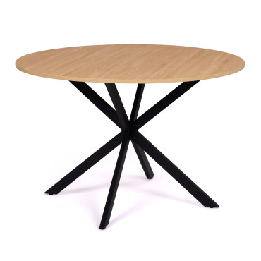 Table à manger ronde Soline bois et noir Ø110cm