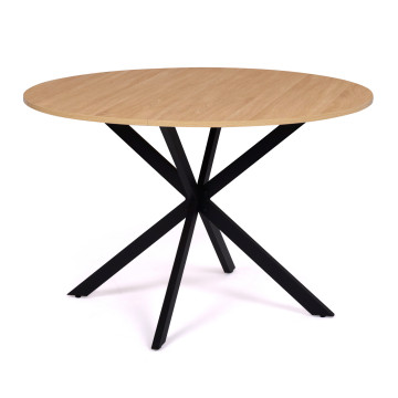 Table à manger ronde Soline bois et noir Ø110cm
