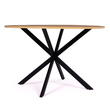 Table à manger ronde Soline bois et noir Ø110cm