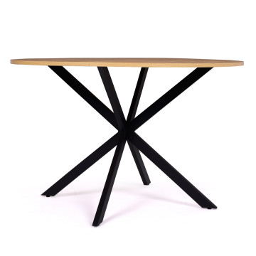 Table à manger ronde Soline bois et noir Ø110cm