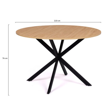 Table à manger ronde Soline bois et noir Ø110cm