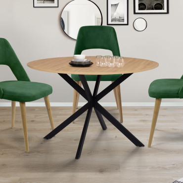 Table à manger ronde Soline bois et noir Ø110cm