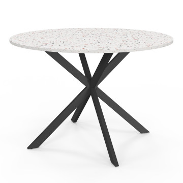 Table à manger ronde Soline effet terrazzo et noir Ø110cm