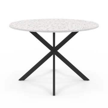Table à manger ronde Soline effet terrazzo et noir Ø110cm
