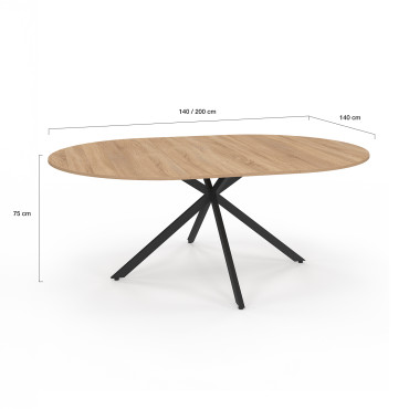 Table à manger ronde extensible Soline Ø140-200cm